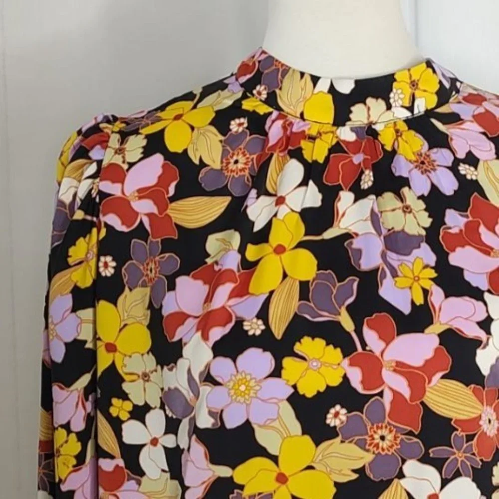 Who What Wear Top L Floral Long Sleeve High Neck Garden - Picture 4 of 8